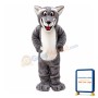 Thrilled Old Grey Wolf Mascot Costume