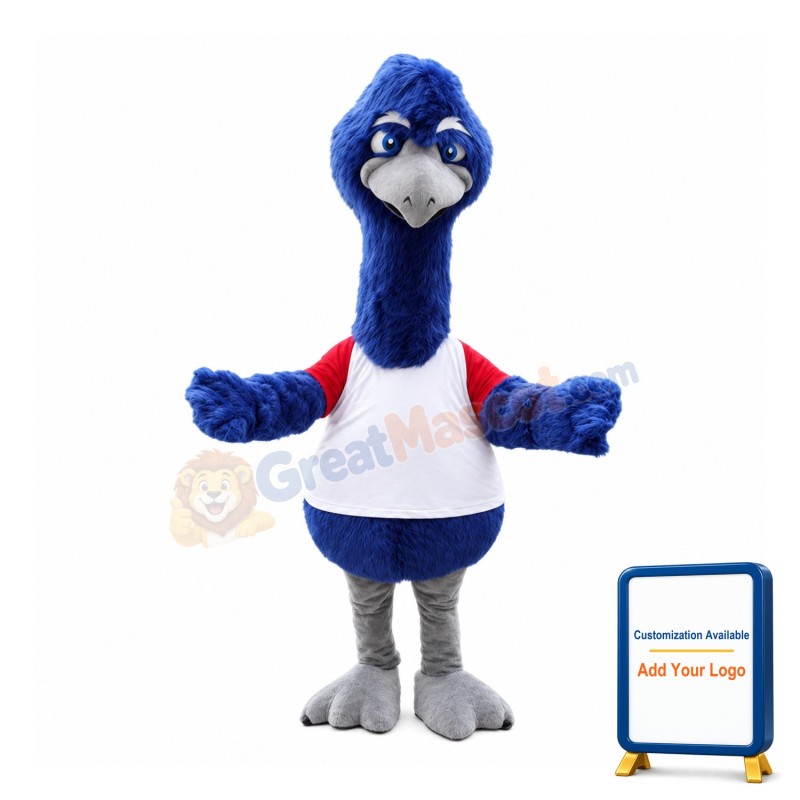 Small Blue Hairy Ostrich Mascot Costume