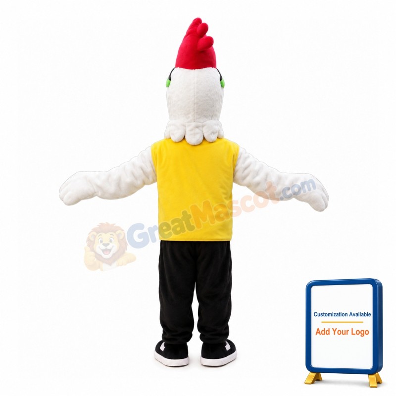 Majestic Cock Wearing Yellow Top Mascot Costume