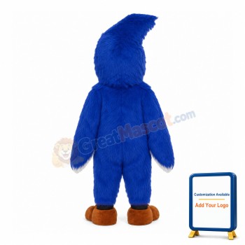 Plush Long Fur Blue Eagle Mascot Costume