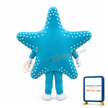 Cartoon Sky Blue Starfish Mascot Costume