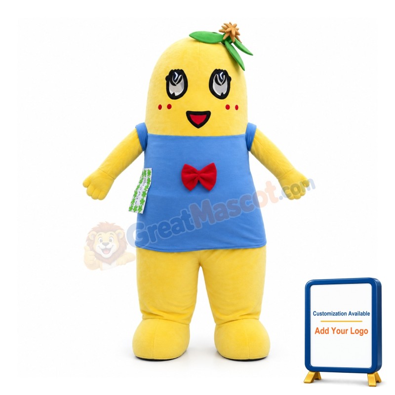 Pear Essence Wearing Blue Bib Mascot Costume