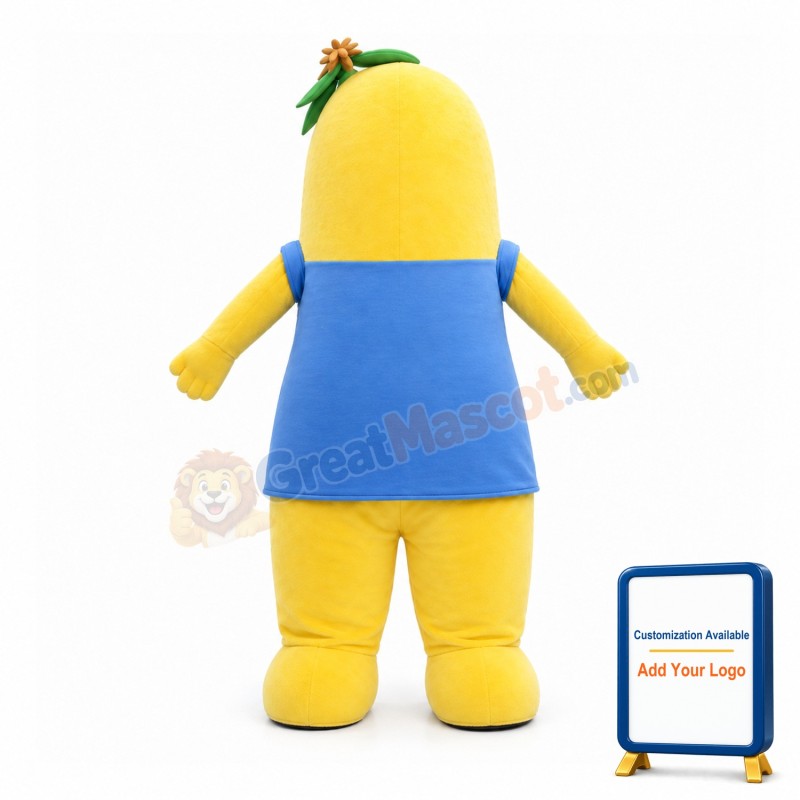 Pear Essence Wearing Blue Bib Mascot Costume