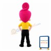 Lady With Pink Curly Hair Mascot Costume
