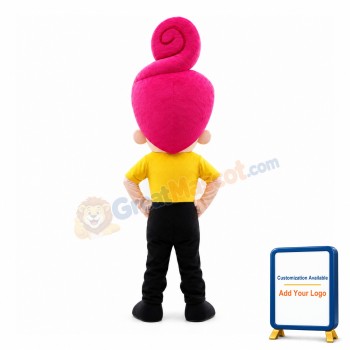Lady With Pink Curly Hair Mascot Costume