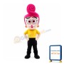 Lady With Pink Curly Hair Mascot Costume