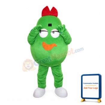 Cucumber With Red Bow Mascot Costume