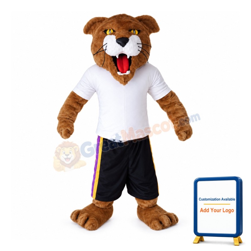 Cranky Tiger In White Tights Mascot Costume