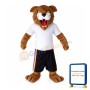 Cranky Tiger In White Tights Mascot Costume