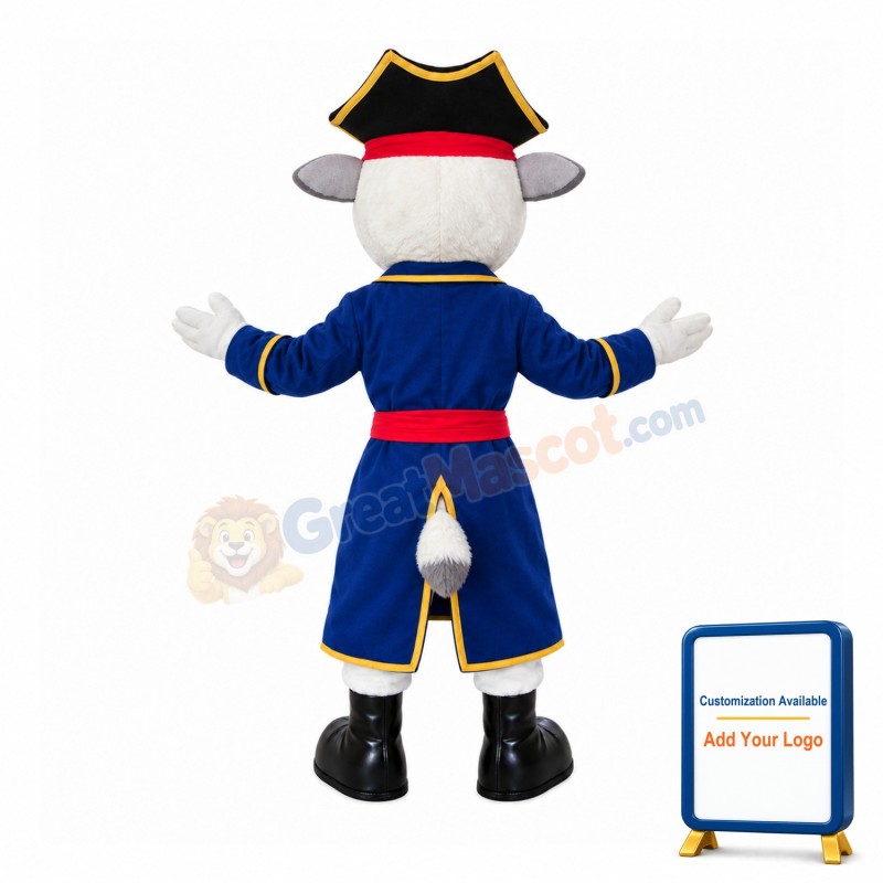 White Calf With Blue Coat Mascot Costume