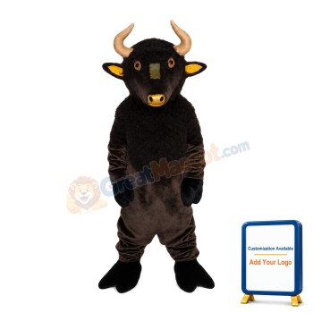 Black Bull With Golden Horns Mascot Costume