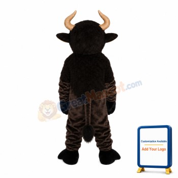 Black Bull With Golden Horns Mascot Costume