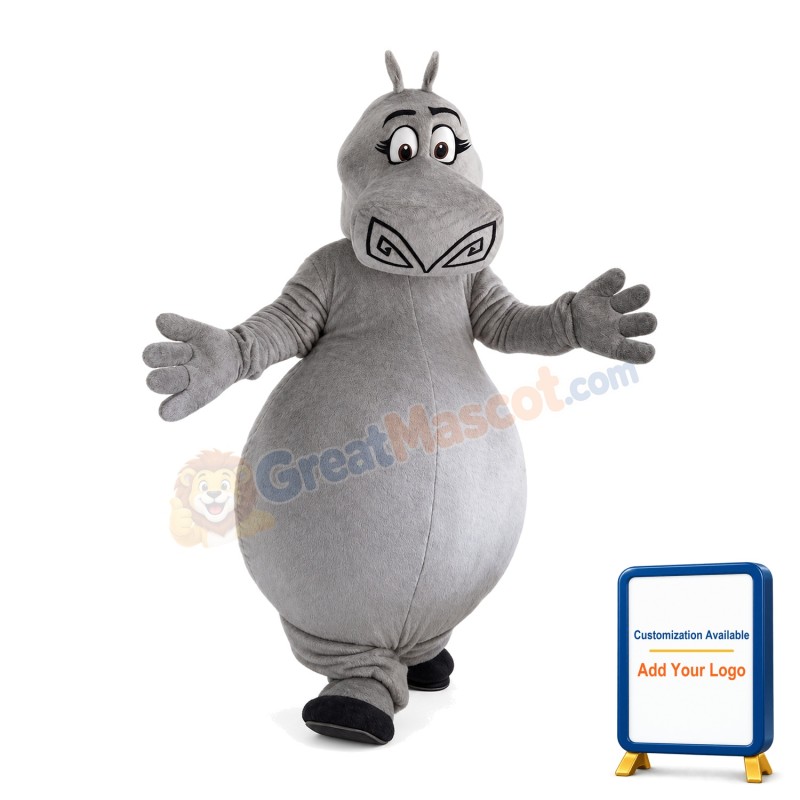 Clumsy Hippo With Big Belly Mascot Costume