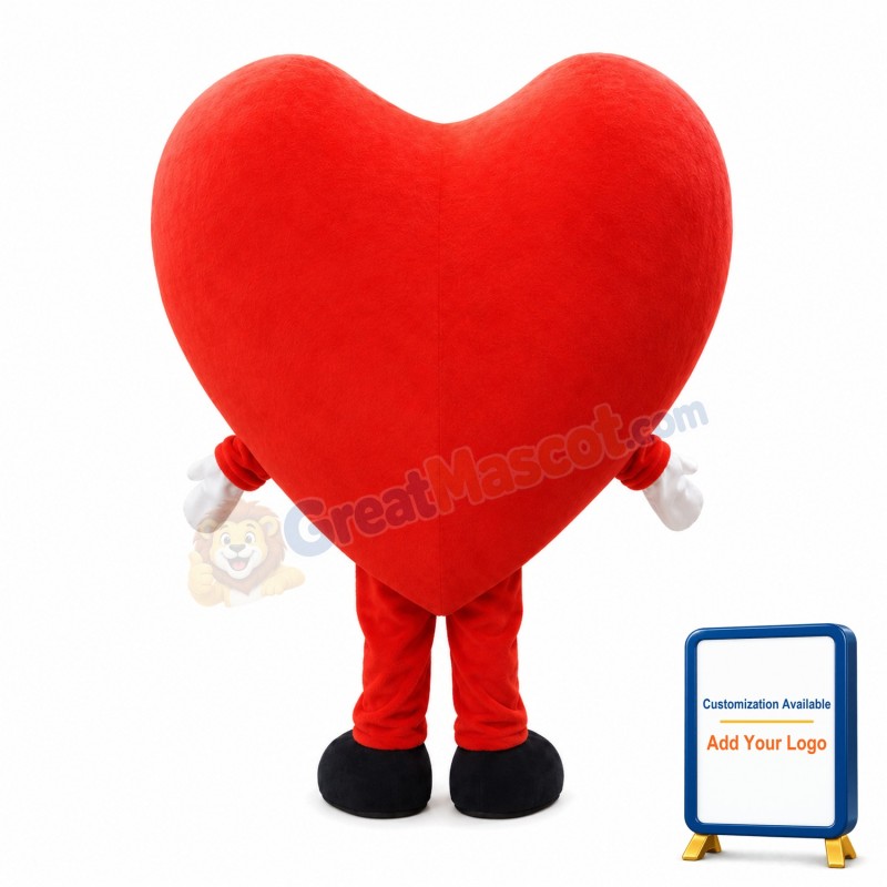 Cartoon Bright Red Heart Mascot Costume