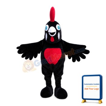 Vivid Black Chicken Mascot Costume