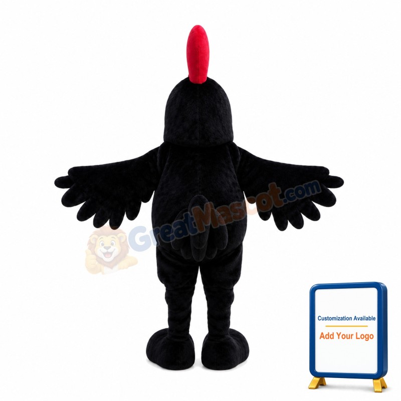 Vivid Black Chicken Mascot Costume