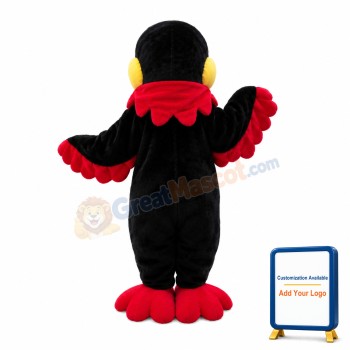 Black & Red Bird Waving Wings Mascot Costume
