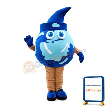 Cartoon Earth With Pointed Hat Mascot Costume