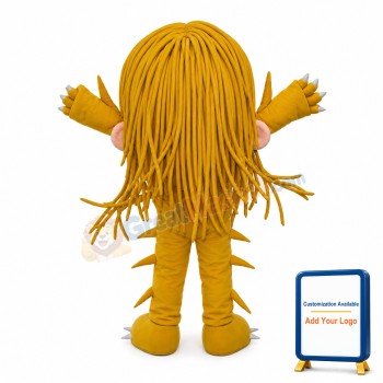 Big Face Monster With Yellow Hair Mascot Costume