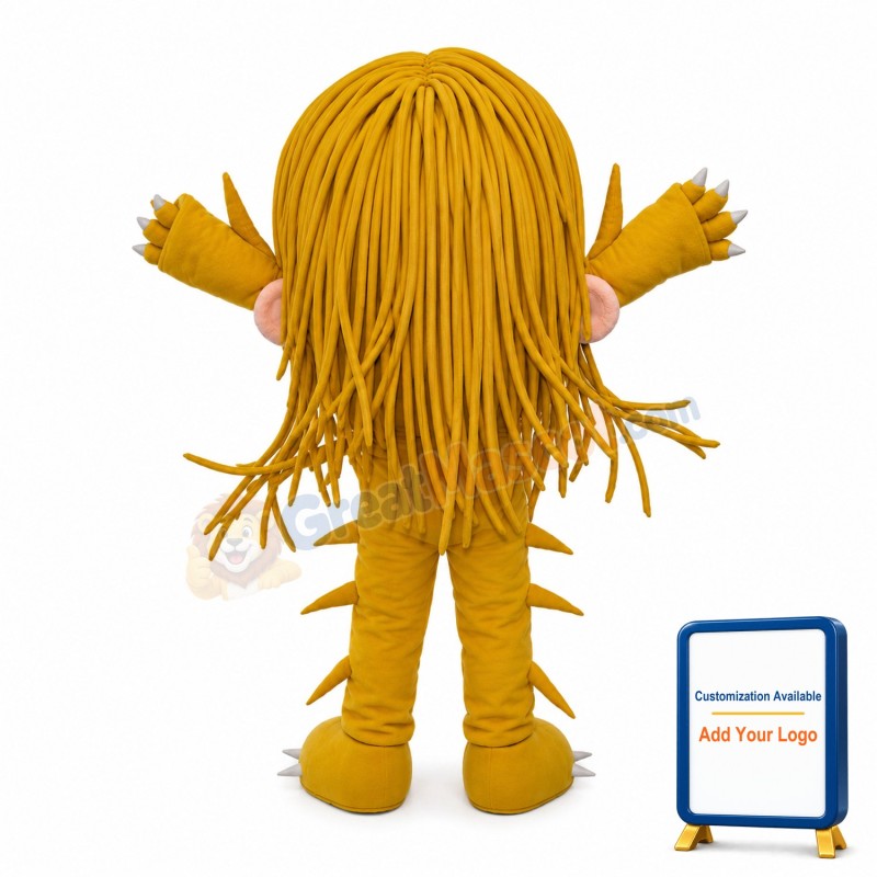 Big Face Monster With Yellow Hair Mascot Costume