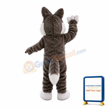 Furry Grey & White Wolf Mascot Costume