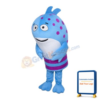 Blue Sea Fish With Purple Spot Mascot Costume