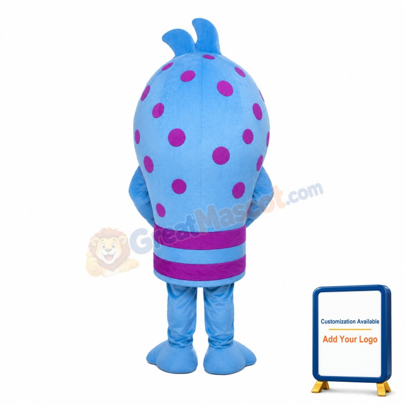 Blue Sea Fish With Purple Spot Mascot Costume