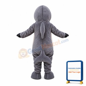 Peaceful Bright Gray Dolphin Mascot Costume