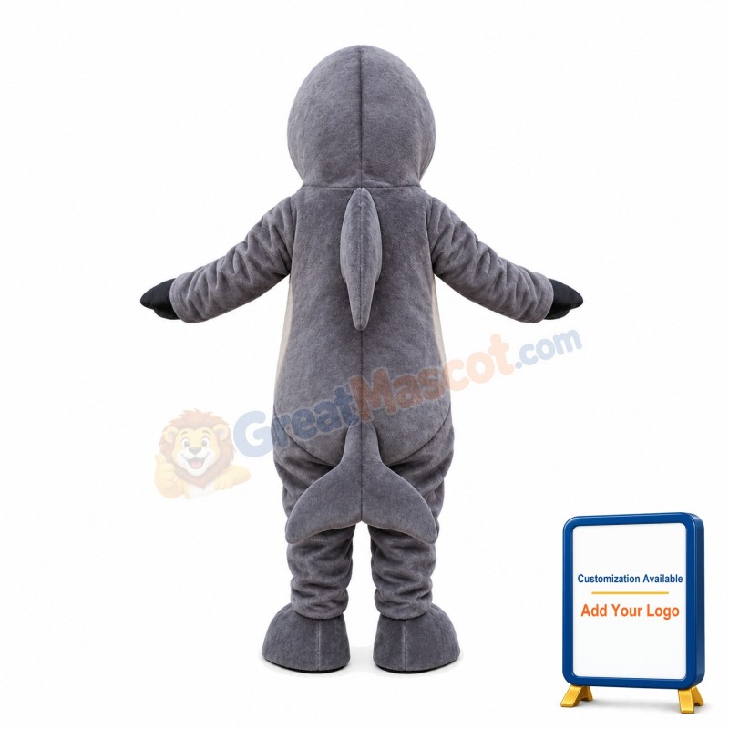 Peaceful Bright Gray Dolphin Mascot Costume