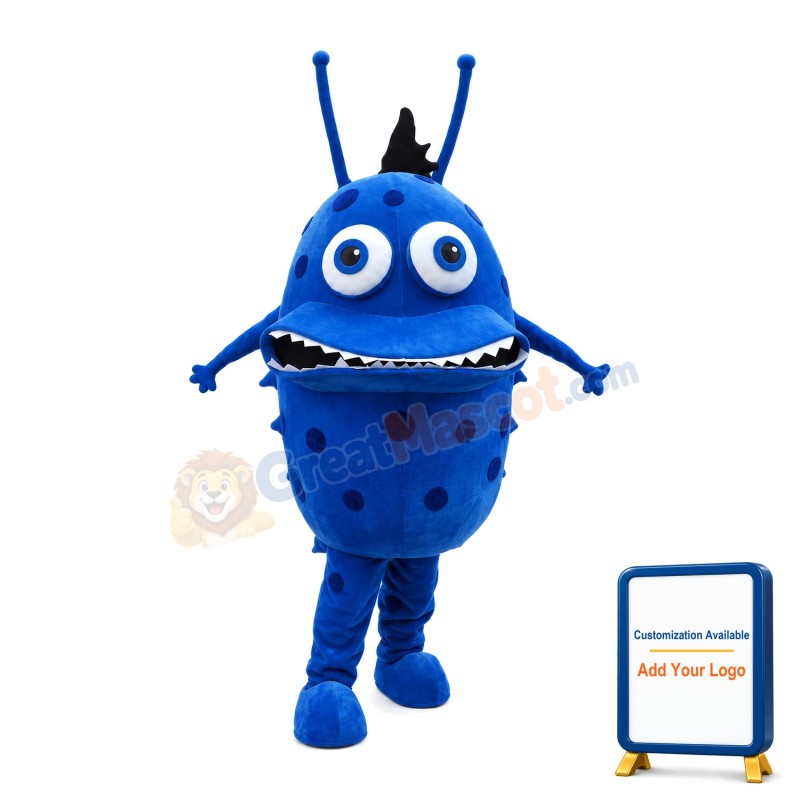 Scary Blue Bacterial Organism Mascot Costume