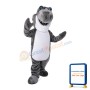 Grey Dinosaur With Big Mouth Mascot Costume