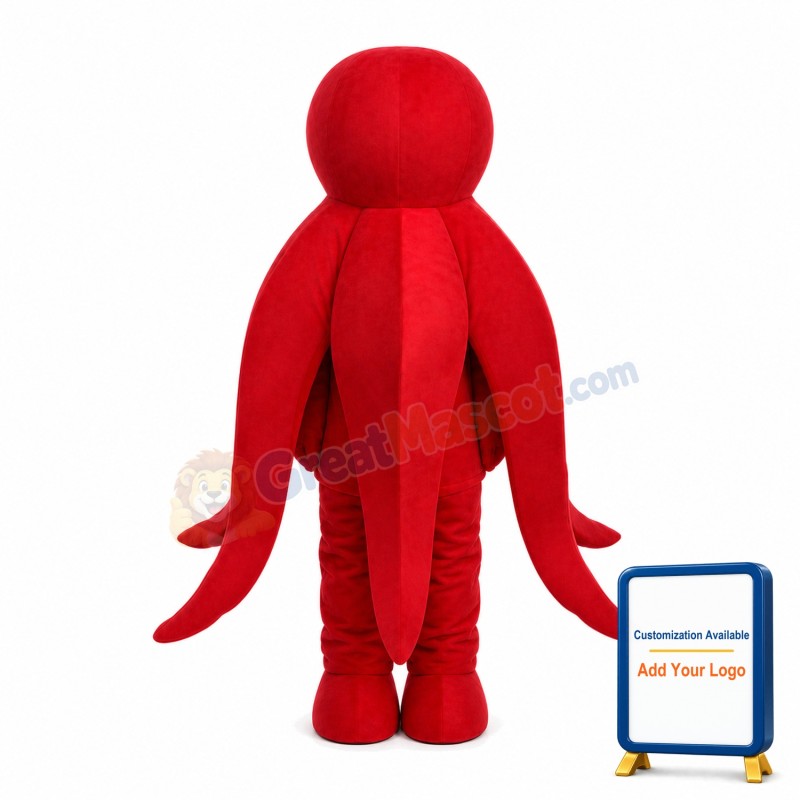 Cartoon Red Octopus Mascot Costume