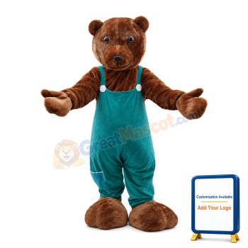 Tender Mother Bear Wearing Jumpsuit Mascot Costume