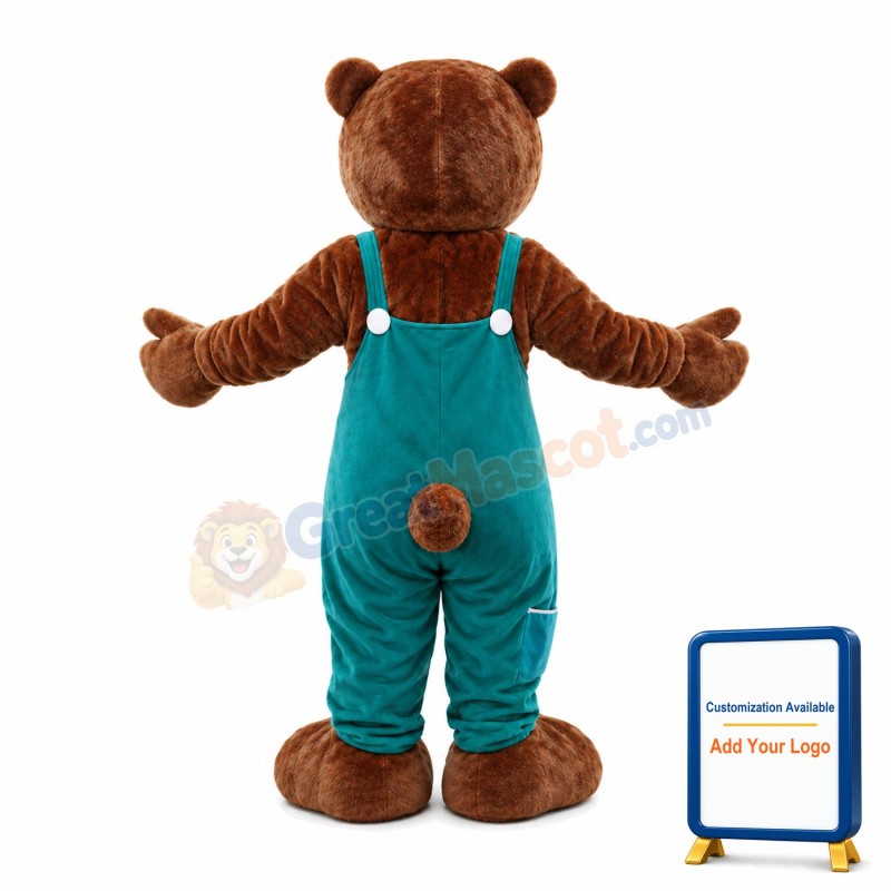 Tender Mother Bear Wearing Jumpsuit Mascot Costume