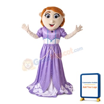 Noble Princess With Purple Dress Mascot Costume