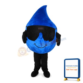 Blue Raindrop With Sunglasses Mascot Costume