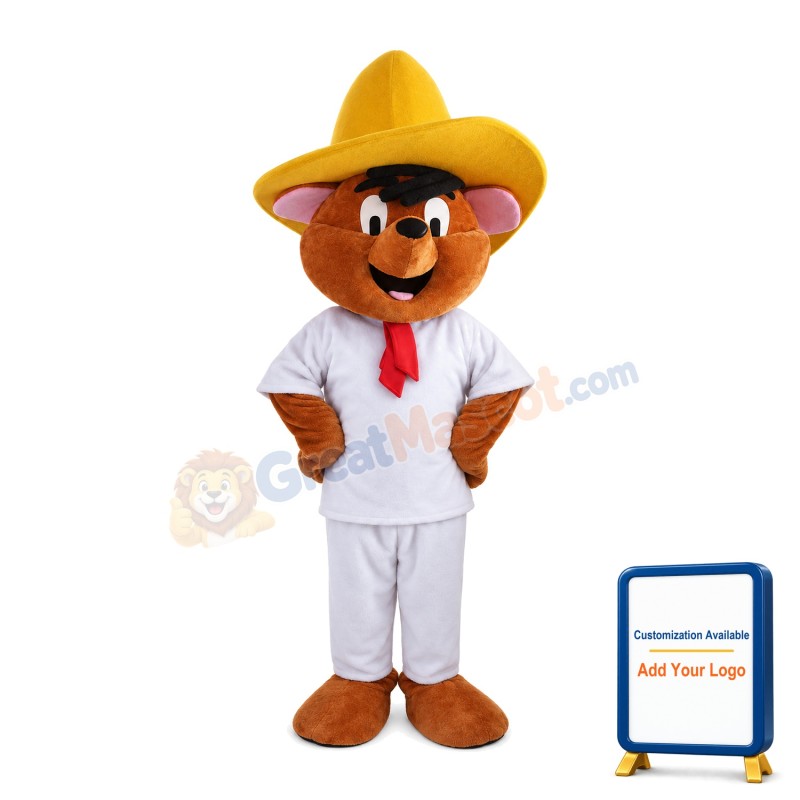 Happy Bear Wearing White Set Mascot Costume