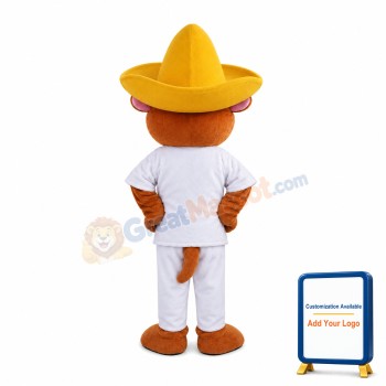 Happy Bear Wearing White Set Mascot Costume