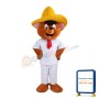 Happy Bear Wearing White Set Mascot Costume