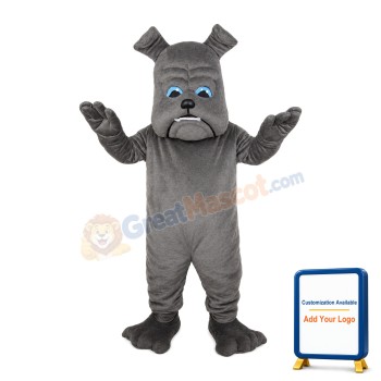 Grey Bulldog With Blue Eyes Mascot Costume