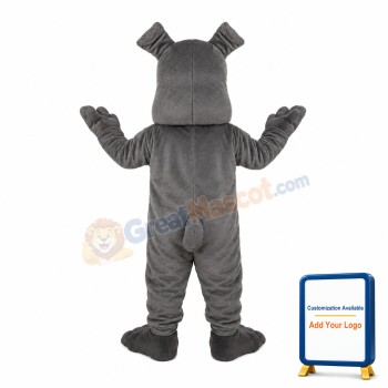 Grey Bulldog With Blue Eyes Mascot Costume