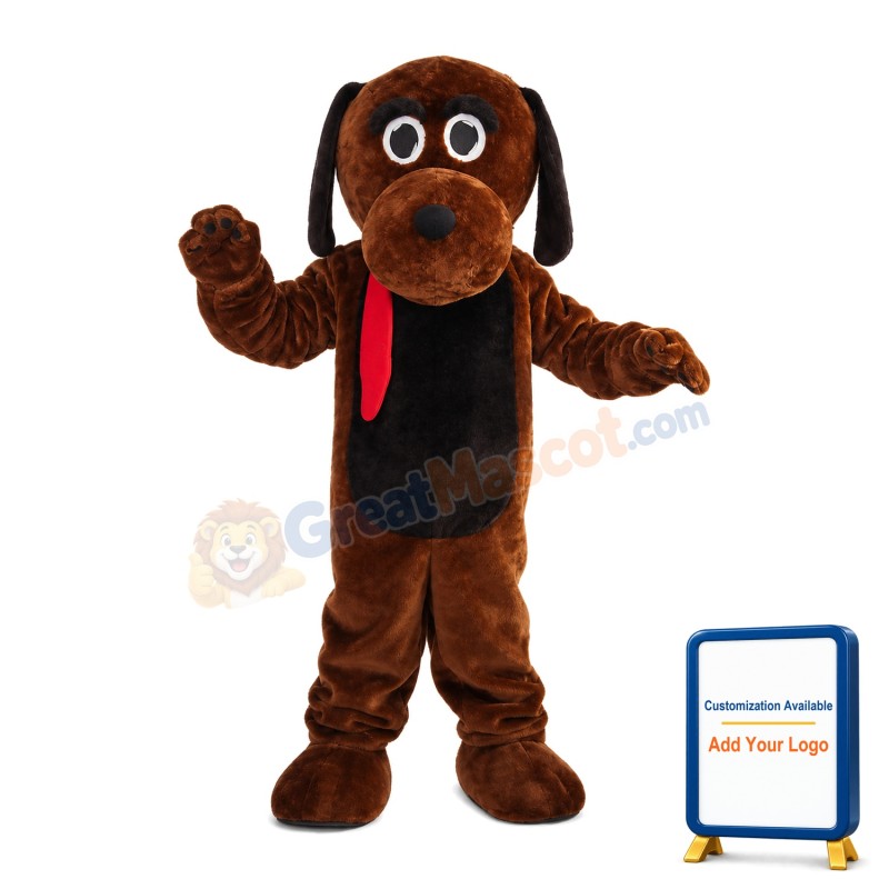 Brown Tongue Out Dog Mascot Costume