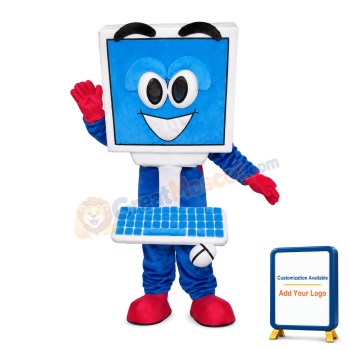 Blue Computer With Mouse Mascot Costume