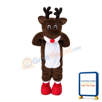 Brown Fawn With Red Nose Mascot Costume