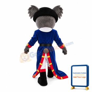 Grey Koala With Blue Coat Mascot Costume