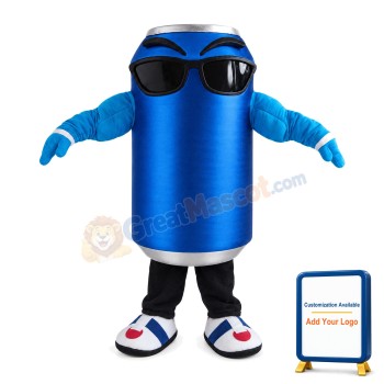 Blue Can With Sunglasses Mascot Costume