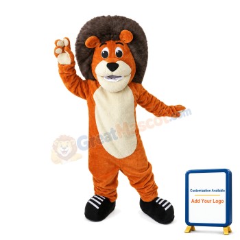 Little Brown Lion With Grey Mane Mascot Costume