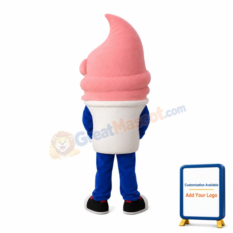 Pink Ice Cream Cone Mascot Costume