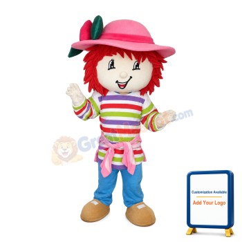 Little Girl With Colorful Striped Top Mascot Costume