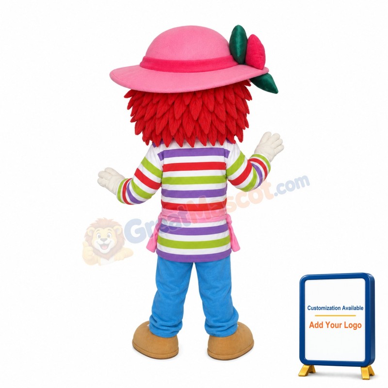 Little Girl With Colorful Striped Top Mascot Costume